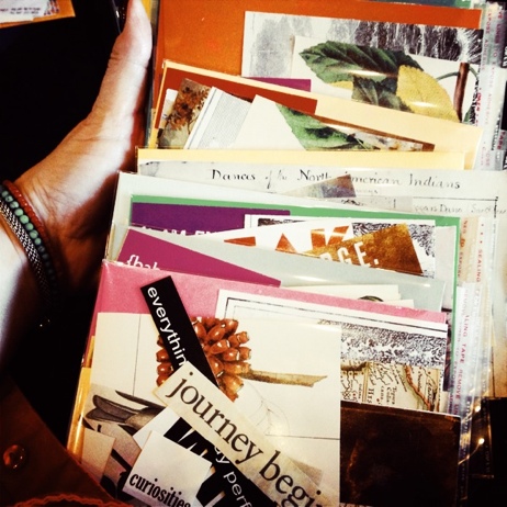 art journaling cards with collage elements — and secret messages, too!